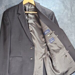 Ralph Lauren Men's 100% Wool Black/Charcoal Gray 2-Button Blazer Sport Coat 42R